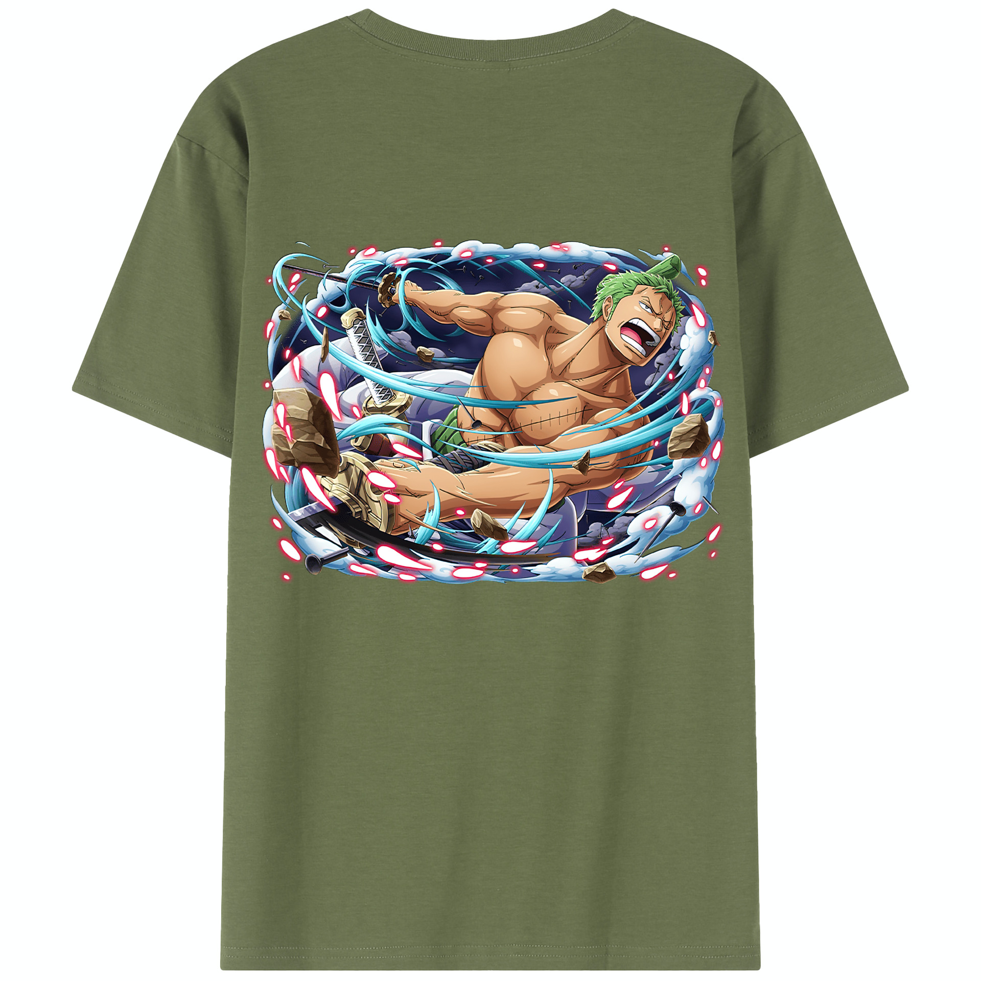 ワンピース ロロノア・ゾロ ONE PIECE Roronoa Zoro 綿100％半袖Tシャツ（背面プリント）